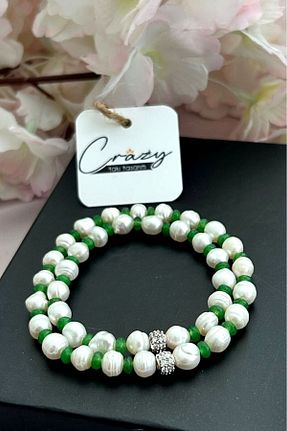 دستبند جواهر سفید زنانه مروارید CRAZY TAKI TASARIM - کد 824895582