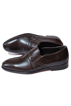 کفش کلاسیک قهوه ای مردانه چرم طبیعی پاشنه کوتاه ( 4 - 1 cm ) پاشنه ضخیم کد 824937819