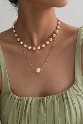 گردنبند مروارید طلائی مروارید فرهنگی LE&DA Accessory - کد 824955334