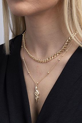 گردنبند جواهر طلائی زنانه برنجی közen bijuteri - کد 824961341