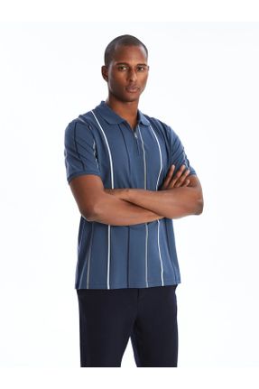 تی شرت آبی مردانه رگولار یقه پولو تکی کد 825056531