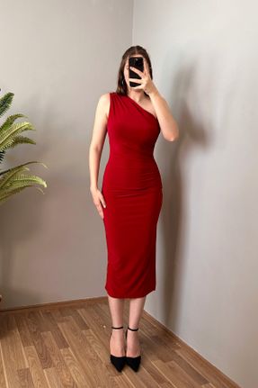 لباس قرمز زنانه بافتنی پنبه - پلی استر کد 825177142