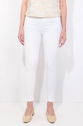 شلوار جین سفید زنانه پاچه رگولار فاق بلند جین استاندارد کد 94898903