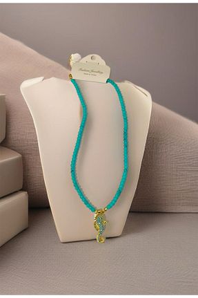 گردنبند جواهر فیروزه ای زنانه منجق a rose jewelry - کد 825182877