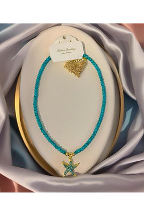 گردنبند جواهر فیروزه ای زنانه منجق a rose jewelry - کد 825183547