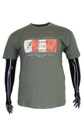 تی شرت خاکی مردانه سایز بزرگ کد 825211723