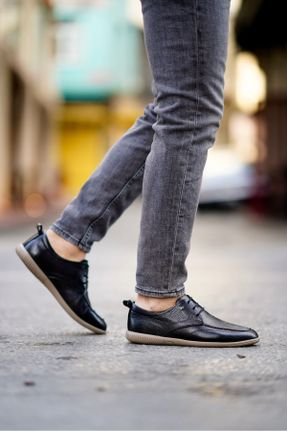 کفش کژوال مشکی مردانه چرم طبیعی پاشنه کوتاه ( 4 - 1 cm ) پاشنه ساده کد 825400212