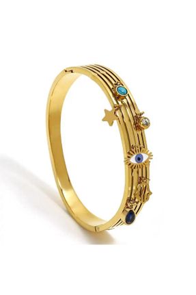 دستبند استیل طلائی زنانه فولاد ( استیل ) کد 775144997