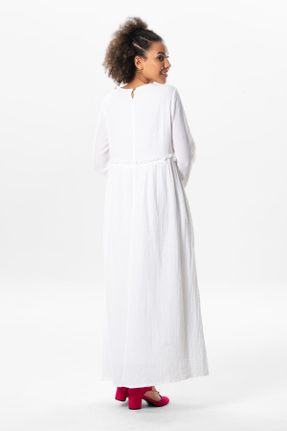 لباس سفید زنانه بافتنی رگولار آستین-بلند بیسیک کد 815119506