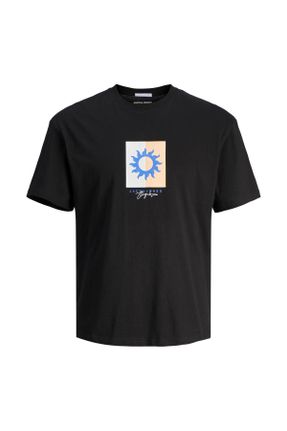 تی شرت مشکی مردانه رگولار یقه گرد کد 825211631