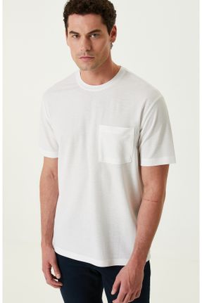 تی شرت سفید مردانه اسلیم فیت یقه گرد کد 825259071