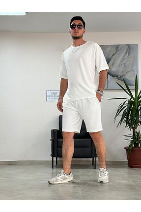 ست بالاتنه و پائین تنه سفید مردانه بافت Relax family xf - کد 825496760