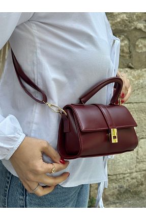 کیف دوشی زرشکی زنانه چرم مصنوعی Mecheatelier - کد 825129673