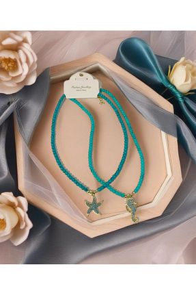 گردنبند جواهر فیروزه ای زنانه منجق a rose jewelry - کد 825183547