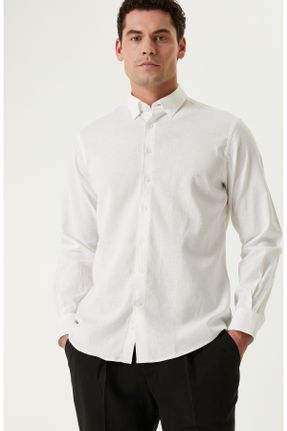 پیراهن سفید مردانه اسلیم فیت یقه پیراهنی کد 825257920