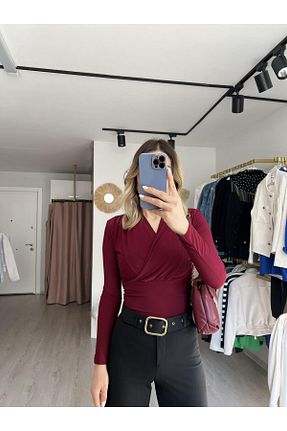 بلوز زرشکی زنانه Ajurlu Miss Neşem - کد 825292026