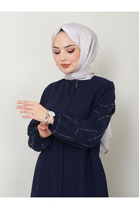 ابایا سرمه ای زنانه پنبه - پلی استر جین Fitted متوسط کد 825335760