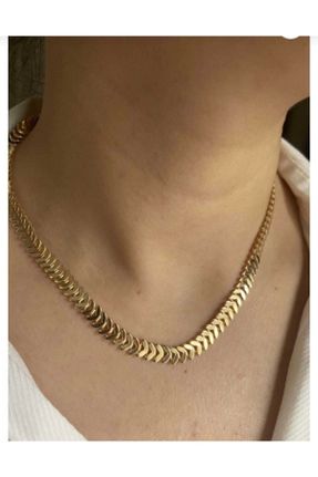 گردنبند استیل طلائی زنانه پوشش لاکی کد 195249494
