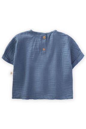 تی شرت آبی بچه گانه رگولار یقه گرد تکی کد 192817730
