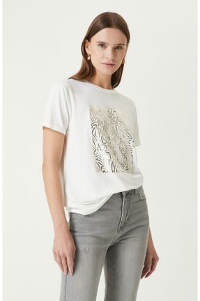 تی شرت نباتی زنانه ریلکس یقه گرد مخلوط ویسکون کد 825461922