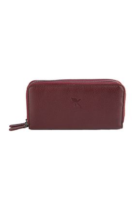 کیف پورتفوی و کلاچ زرشکی زنانه چرم خالص Karalı Deri - کد 367545576