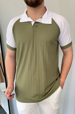 تی شرت سبز مردانه اسلیم فیت یقه اپاش تکی کد 825593680