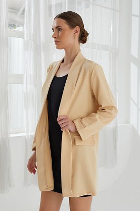 کت بژ زنانه اورسایز ModaPlaza - کد 825713519