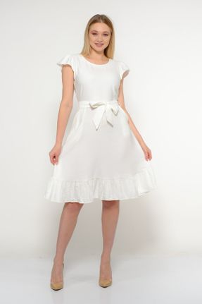لباس سفید زنانه بافتنی گلوژ پلی استر کد 41872078