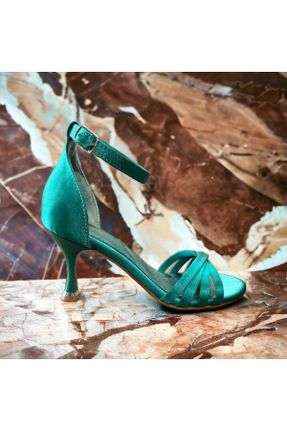 کفش پاشنه بلند کلاسیک سبز زنانه ساتن پاشنه نازک پاشنه متوسط ( 5 - 9 cm ) کد 825493390