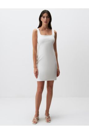 لباس سفید زنانه بافتنی بند دار کد 820281926