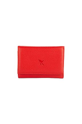 کیف پورتفوی و کلاچ قرمز زنانه چرم خالص Karalı Deri - کد 369481715