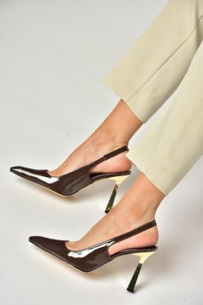 کفش پاشنه بلند کلاسیک قهوه ای زنانه چرم لاکی پاشنه ضخیم پاشنه متوسط ( 5 - 9 cm ) کد 825548594