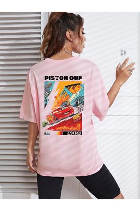 تی شرت صورتی زنانه رگولار یقه گرد پنبه - پلی استر تکی کد 825578605