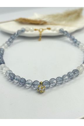 گردنبند جواهر آبی زنانه روکش طلا ShineOfGems - کد 825586901