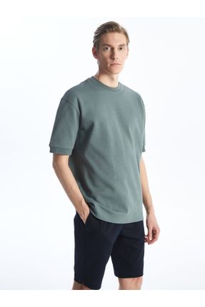 تی شرت سبز مردانه ریلکس یقه گرد پنبه - پلی استر کد 825602455