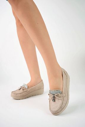 کفش پاشنه بلند پر بژ زنانه پاشنه متوسط (5-9 سانتی متر) NESKA - کد 740310665