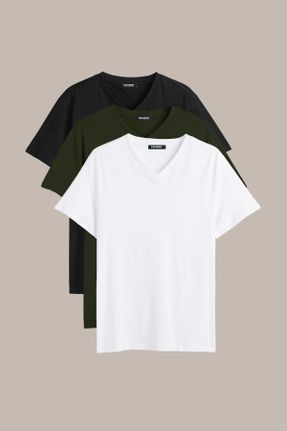 تی شرت خاکی مردانه پنبه (نخی) یقه هفت رگولار 3