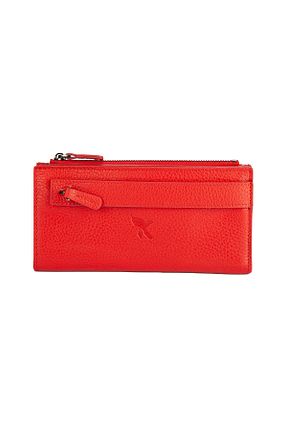 کیف پورتفوی و کلاچ قرمز زنانه چرم خالص Karalı Deri - کد 368819211