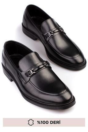 کفش کلاسیک مشکی مردانه چرم طبیعی پاشنه کوتاه ( 4 - 1 cm ) پاشنه ساده کد 825577294