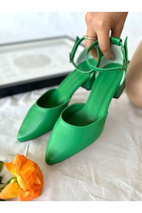 کفش پاشنه بلند کلاسیک سبز زنانه چرم مصنوعی پاشنه ساده پاشنه کوتاه ( 4 - 1 cm ) کد 825673279