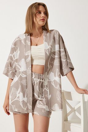 ست بالاتنه و پائین تنه طوسی زنانه بافتنی Happiness İstanbul - کد 825903075