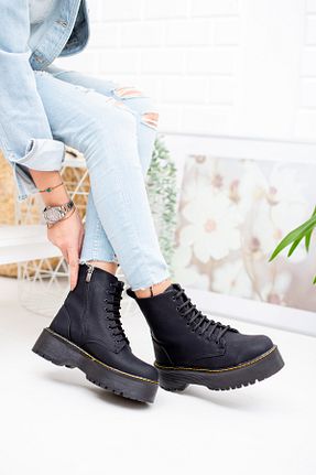 بوت / نیم بوت مشکی زنانه چرم لاکی BAKGİY - کد 825893240
