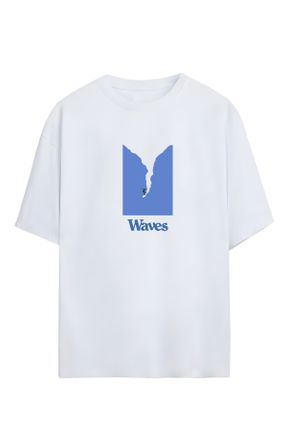 تی شرت آبی زنانه اورسایز یقه گرد پنبه - پلی استر کد 825768908