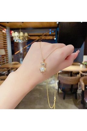 گردنبند جواهر طلائی زنانه سنگ طبیعی Aksesuar - کد 825777127