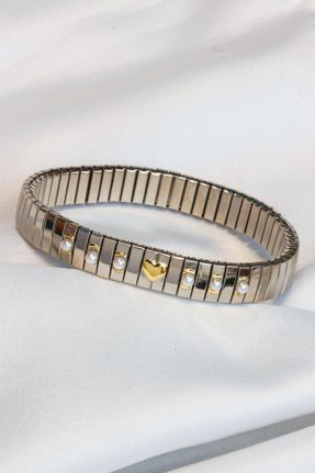 دستبند استیل طلائی زنانه فولاد ( استیل ) کد 796167605