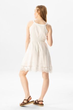 لباس سفید زنانه بافتنی پنبه - پلی استر رگولار بند دار بیسیک کد 93023661