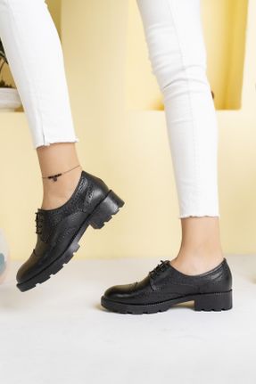 کفش کژوال مشکی زنانه چرم طبیعی پاشنه کوتاه ( 4 - 1 cm ) پاشنه ساده کد 51064202