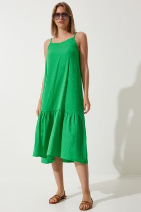 لباس سبز زنانه بافتنی پنبه (نخی) رگولار بند دار کد 825903087