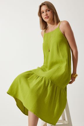 لباس سبز زنانه بافتنی پنبه (نخی) رگولار بند دار کد 825903073