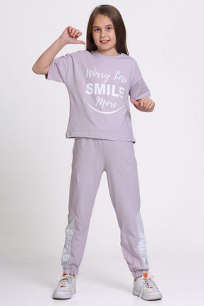 ست بالاتنه و پائین تنه بنفش بچه گانه بافت Smile Kids - کد 825882696